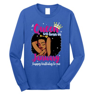 Afro Diva A Queen Was Born In January Happy Birthday To Me Gift Long Sleeve Shirt