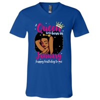 Afro Diva A Queen Was Born In January Happy Birthday To Me Gift V-Neck T-Shirt