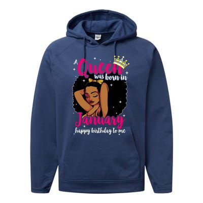 Afro Diva A Queen Was Born In January Happy Birthday To Me Gift Performance Fleece Hoodie