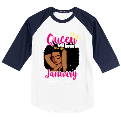 Afro Diva A Queen Was Born In January Happy Birthday To Me Gift Baseball Sleeve Shirt