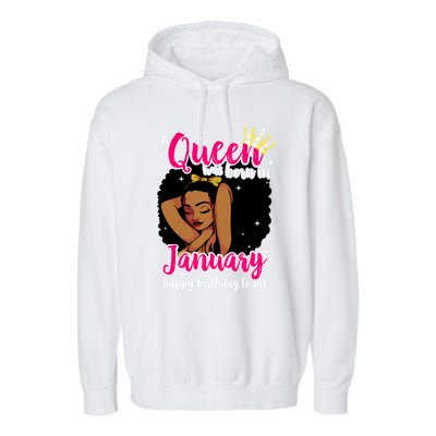 Afro Diva A Queen Was Born In January Happy Birthday To Me Gift Garment-Dyed Fleece Hoodie