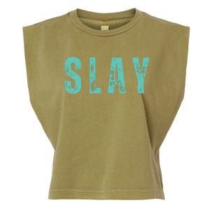 Another Day Another Slay Groovy Inspired Positive Vibes Garment-Dyed Women's Muscle Tee