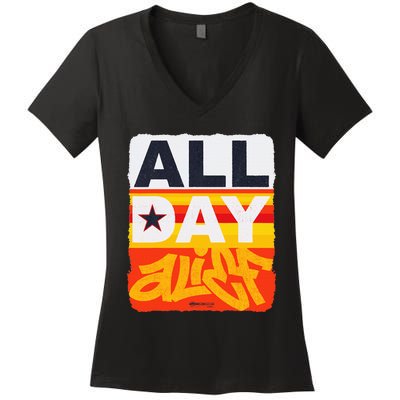 All Day Alief Women's V-Neck T-Shirt