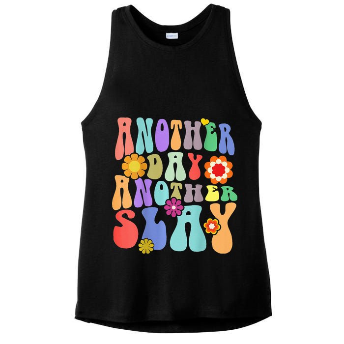 Another Day Another Slay Groovy Inspired Positive Vibes Ladies PosiCharge Tri-Blend Wicking Tank