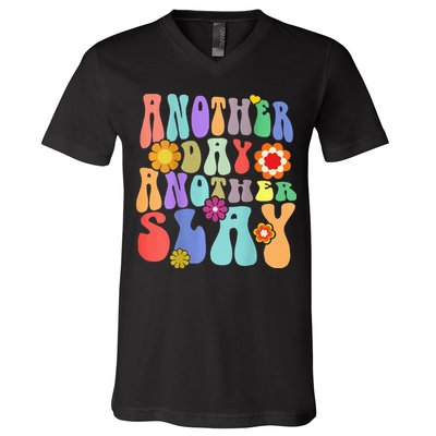 Another Day Another Slay Groovy Inspired Positive Vibes V-Neck T-Shirt