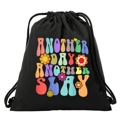 Another Day Another Slay Groovy Inspired Positive Vibes Drawstring Bag