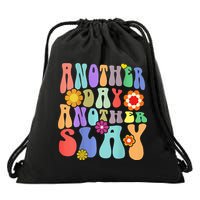 Another Day Another Slay Groovy Inspired Positive Vibes Drawstring Bag