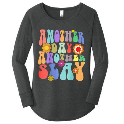 Another Day Another Slay Groovy Inspired Positive Vibes Women's Perfect Tri Tunic Long Sleeve Shirt