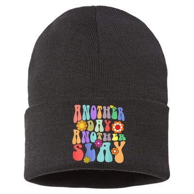 Another Day Another Slay Groovy Inspired Positive Vibes Sustainable Knit Beanie