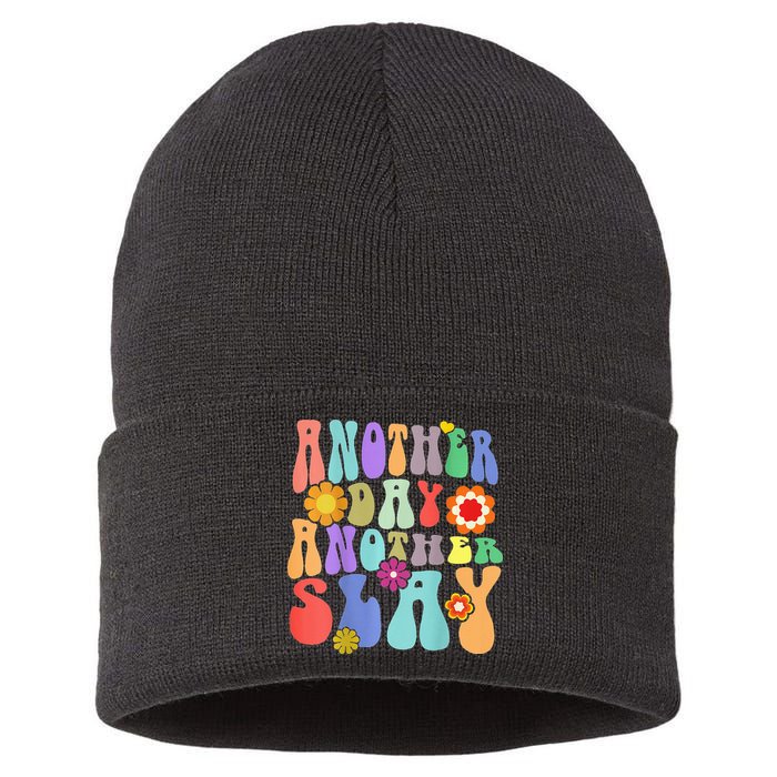 Another Day Another Slay Groovy Inspired Positive Vibes Sustainable Knit Beanie