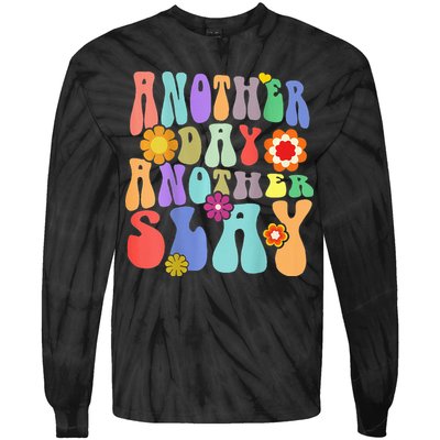 Another Day Another Slay Groovy Inspired Positive Vibes Tie-Dye Long Sleeve Shirt