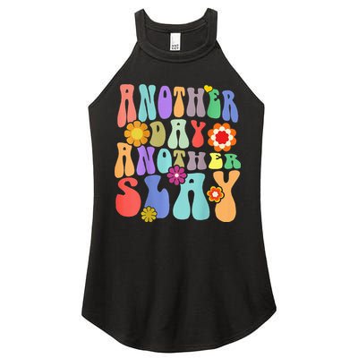 Another Day Another Slay Groovy Inspired Positive Vibes Women's Perfect Tri Rocker Tank