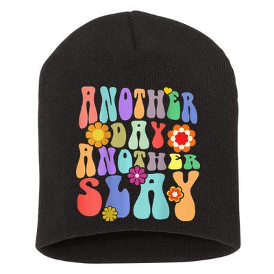 Another Day Another Slay Groovy Inspired Positive Vibes Short Acrylic Beanie
