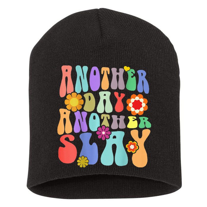 Another Day Another Slay Groovy Inspired Positive Vibes Short Acrylic Beanie
