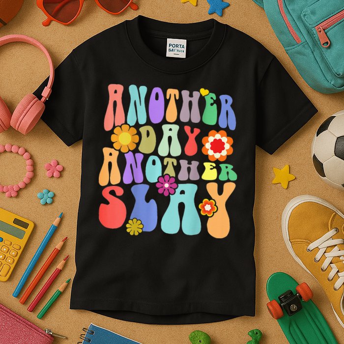 Another Day Another Slay Groovy Inspired Positive Vibes Kids T-Shirt