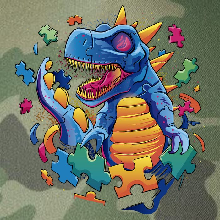 Autism Dinosaur And Puzzle Pieces Legacy Tie Dye Trucker Hat