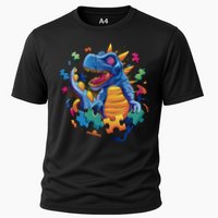 Autism Dinosaur And Puzzle Pieces Performance Shirt