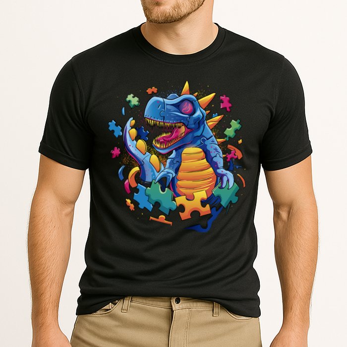 Autism Dinosaur And Puzzle Pieces Performance Shirt