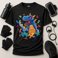 Autism Dinosaur And Puzzle Pieces Performance Shirt