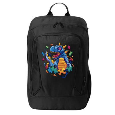 Autism Dinosaur And Puzzle Pieces City Backpack