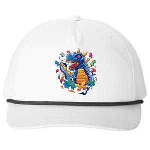 Autism Dinosaur And Puzzle Pieces Snapback Five-Panel Rope Hat