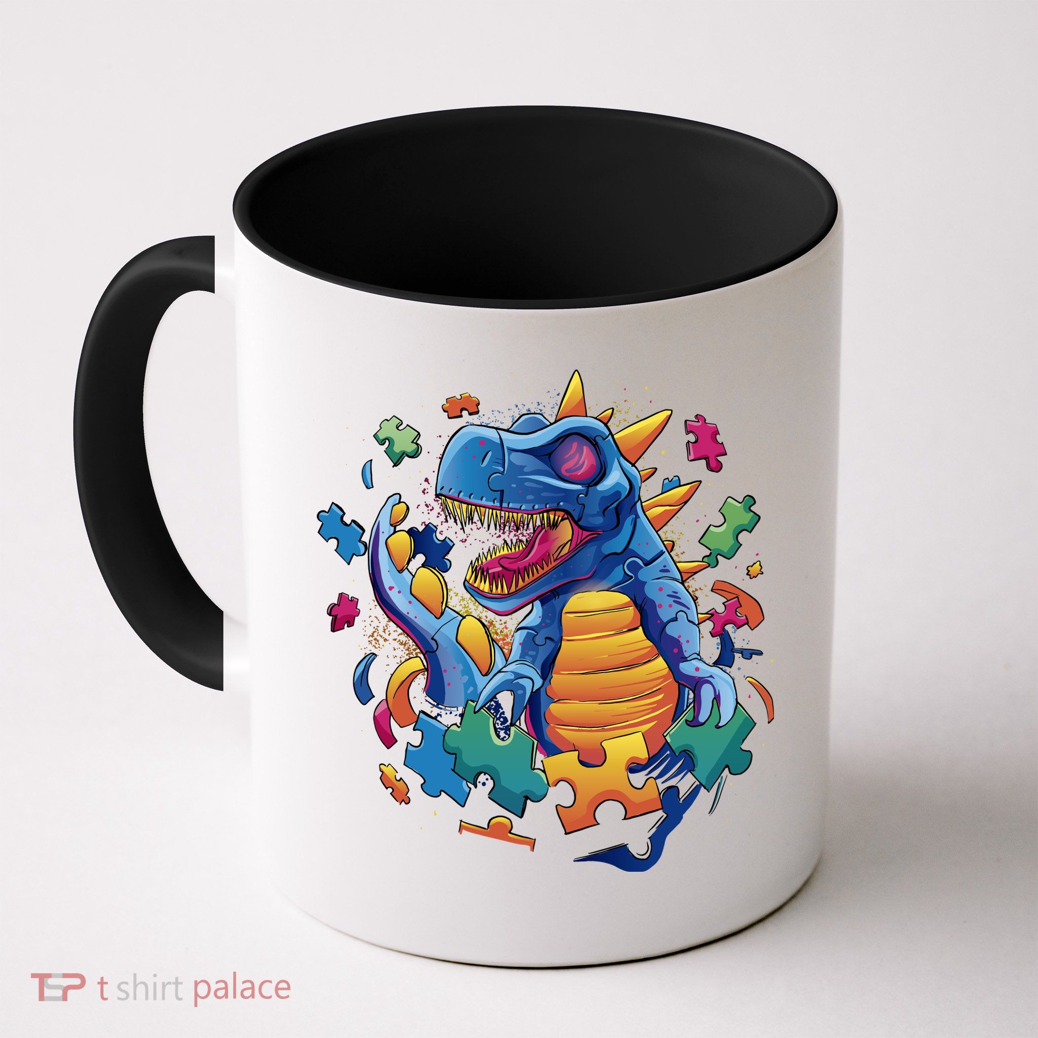 Autism Dinosaur And Puzzle Pieces Mug