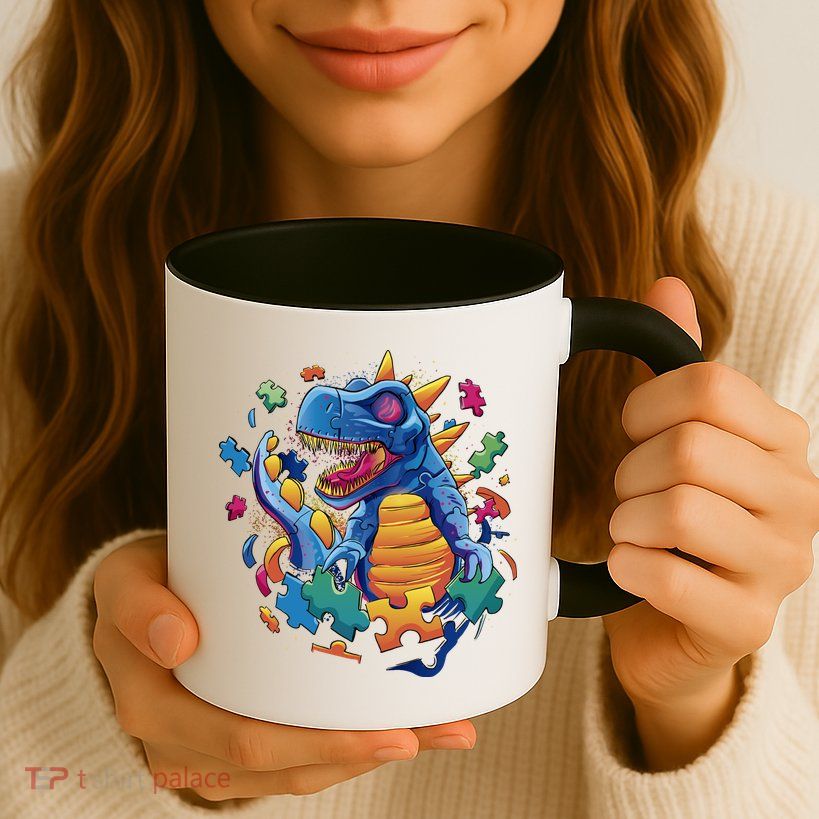 Autism Dinosaur And Puzzle Pieces Mug