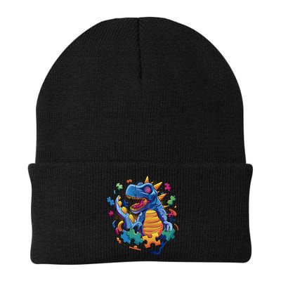 Autism Dinosaur And Puzzle Pieces Beanie