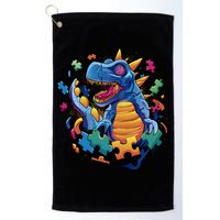 Autism Dinosaur And Puzzle Pieces Golf Towel