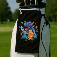 Autism Dinosaur And Puzzle Pieces Golf Towel