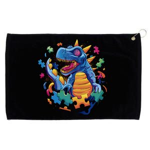 Autism Dinosaur And Puzzle Pieces Grommeted Golf Towel