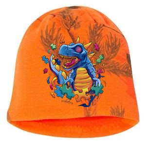 Autism Dinosaur And Puzzle Pieces Kati - Camo Knit Beanie