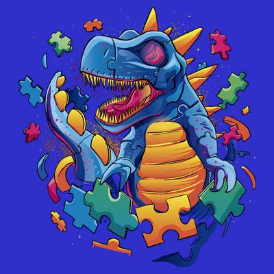 Autism Dinosaur And Puzzle Pieces T-Shirt
