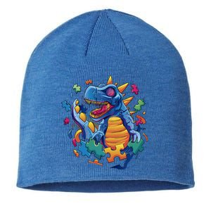 Autism Dinosaur And Puzzle Pieces Sustainable Beanie