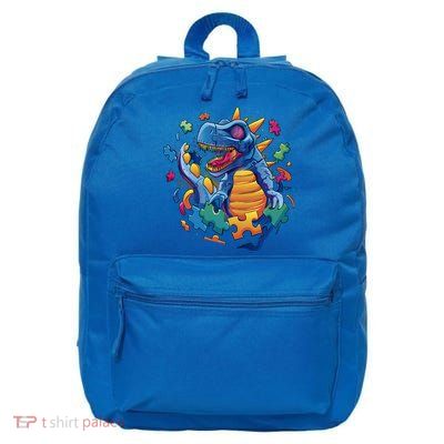 Autism Dinosaur And Puzzle Pieces 16 in Basic Backpack