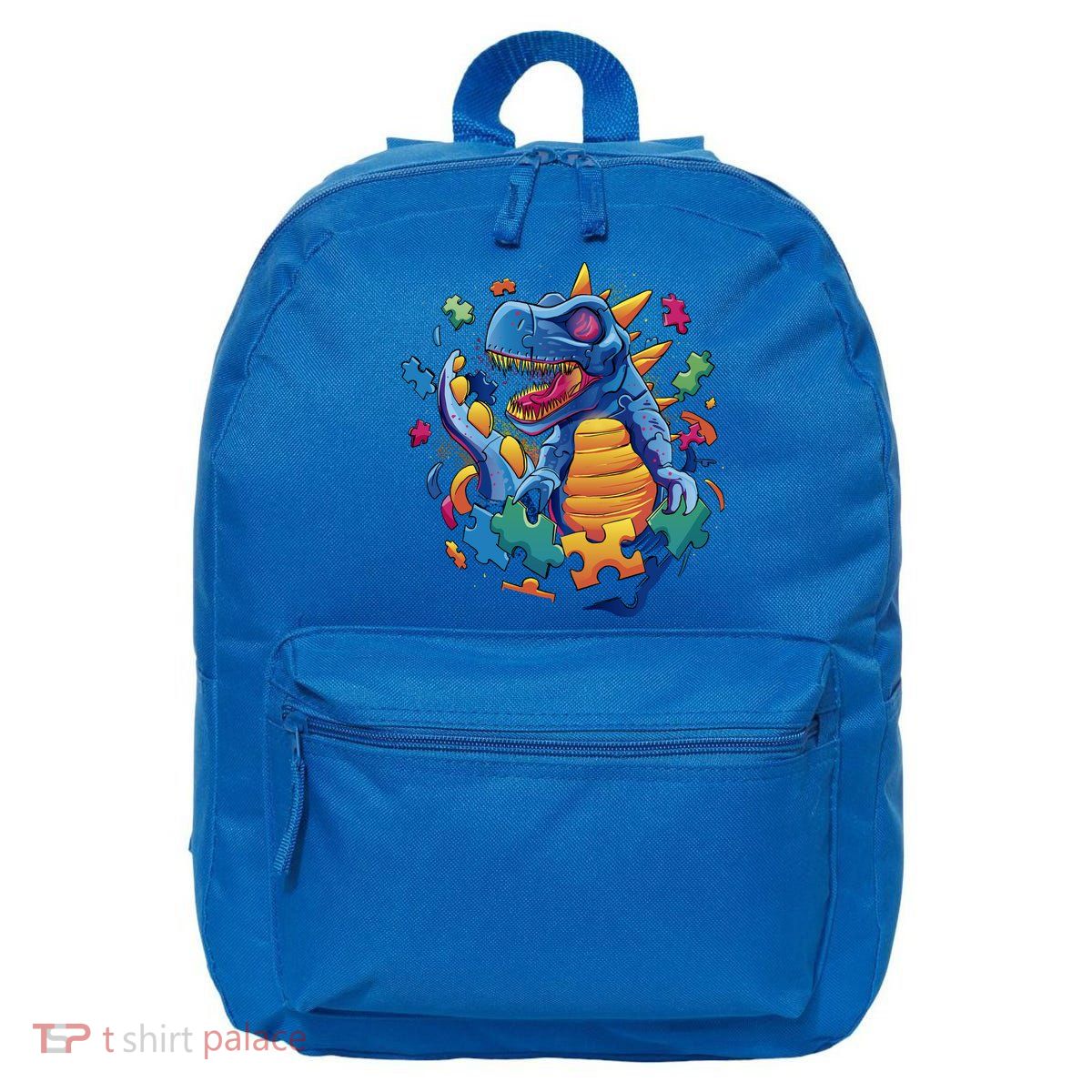 Autism Dinosaur And Puzzle Pieces 16 in Basic Backpack
