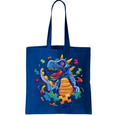 Autism Dinosaur And Puzzle Pieces Bag
