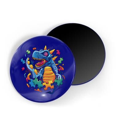 Autism Dinosaur And Puzzle Pieces Magnet