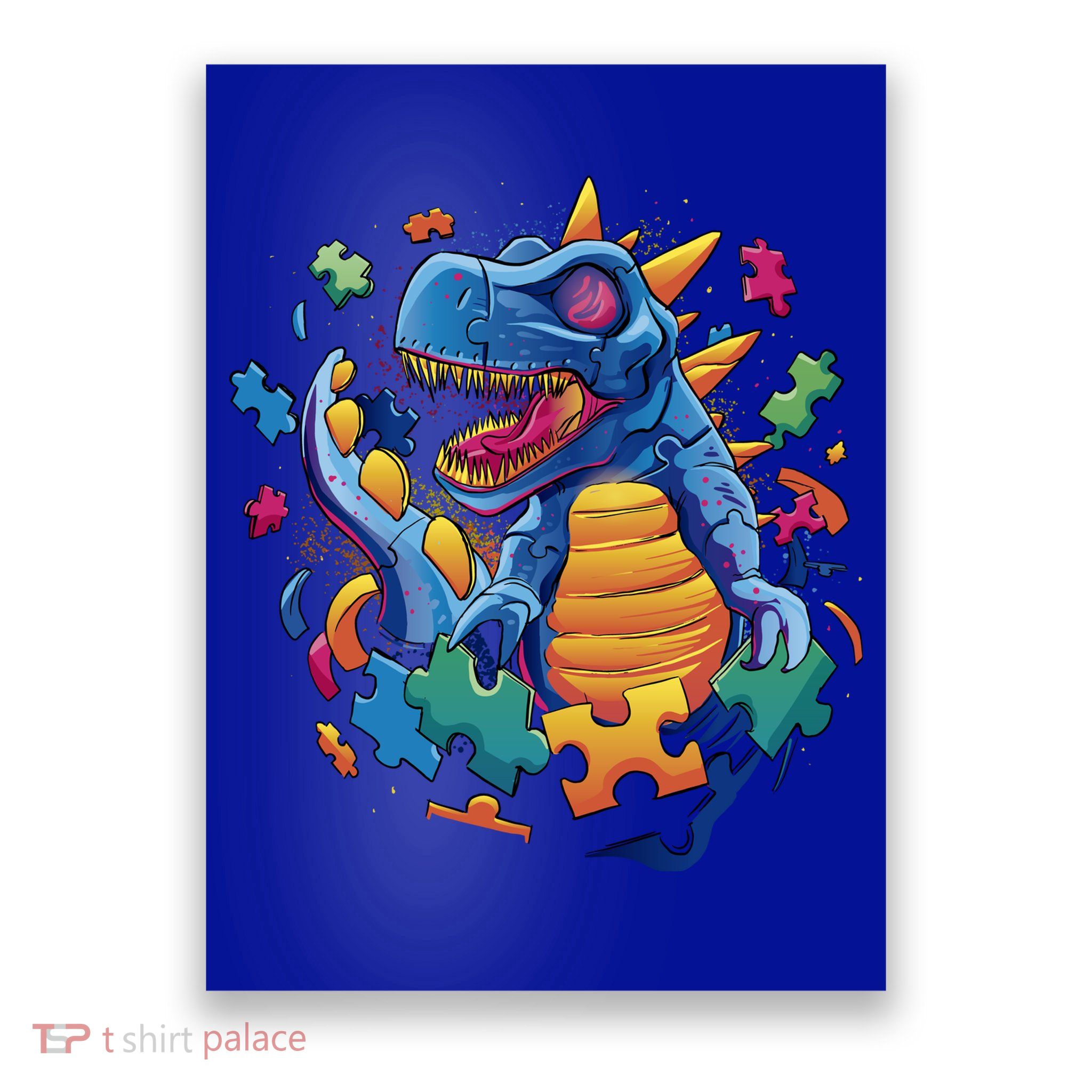Autism Dinosaur And Puzzle Pieces Poster