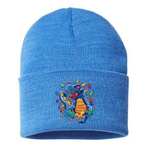 Autism Dinosaur And Puzzle Pieces Sustainable Knit Beanie