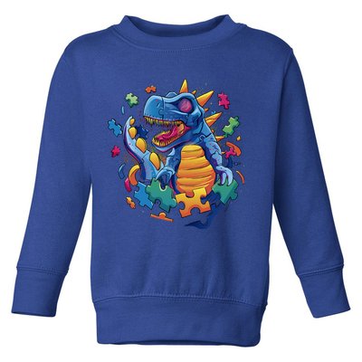 Autism Dinosaur And Puzzle Pieces Toddler Sweatshirt