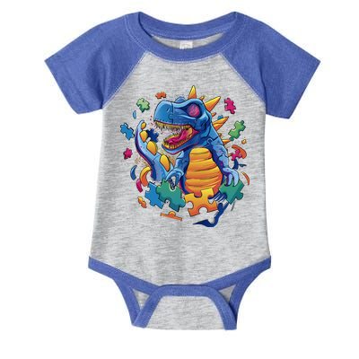 Autism Dinosaur And Puzzle Pieces Infant Baby Jersey Bodysuit