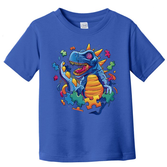 Autism Dinosaur And Puzzle Pieces Toddler T-Shirt
