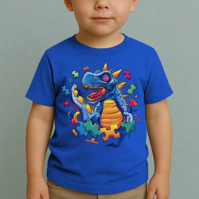 Autism Dinosaur And Puzzle Pieces Toddler T-Shirt