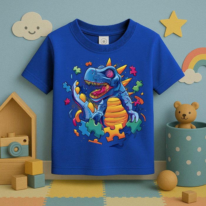 Autism Dinosaur And Puzzle Pieces Toddler T-Shirt