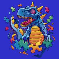 Autism Dinosaur And Puzzle Pieces Toddler T-Shirt