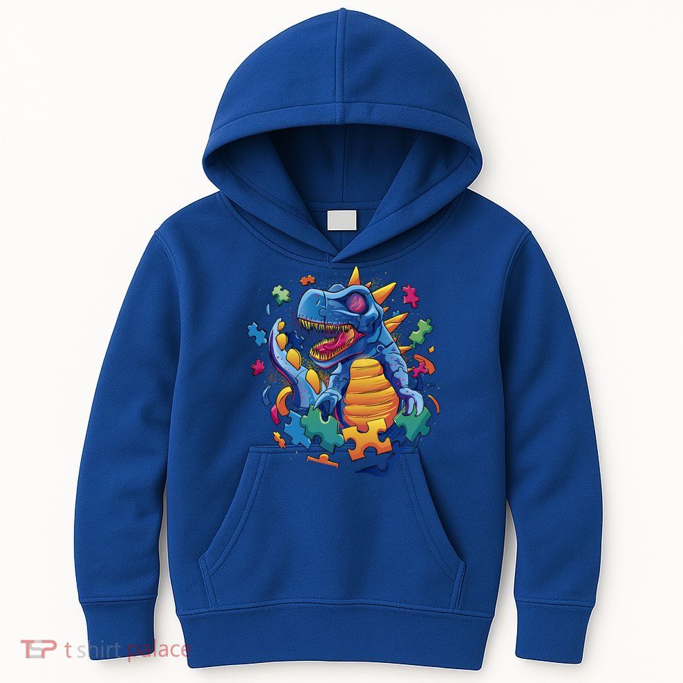 Autism Dinosaur And Puzzle Pieces Kids Hoodie | TeeShirtPalace Autism Dinosaur And Puzzle Pieces Kids Hoodie | TeeShirtPalace