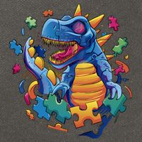 Autism Dinosaur And Puzzle Pieces Cotton Canvas Backpack