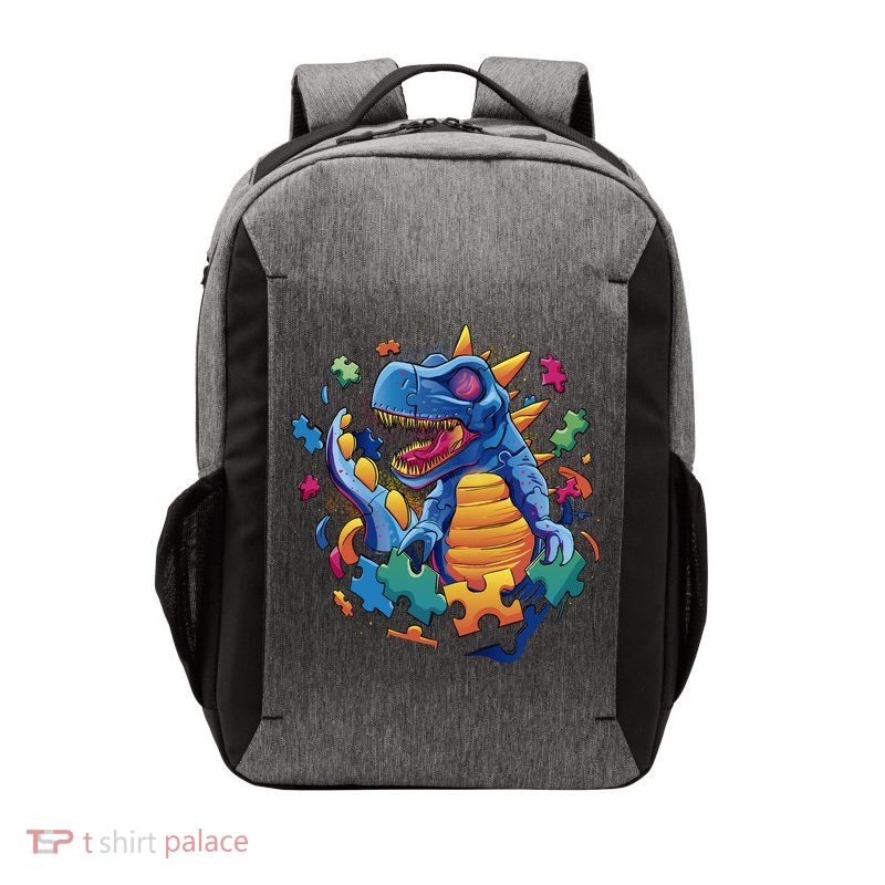 Autism Dinosaur And Puzzle Pieces Vector Backpack