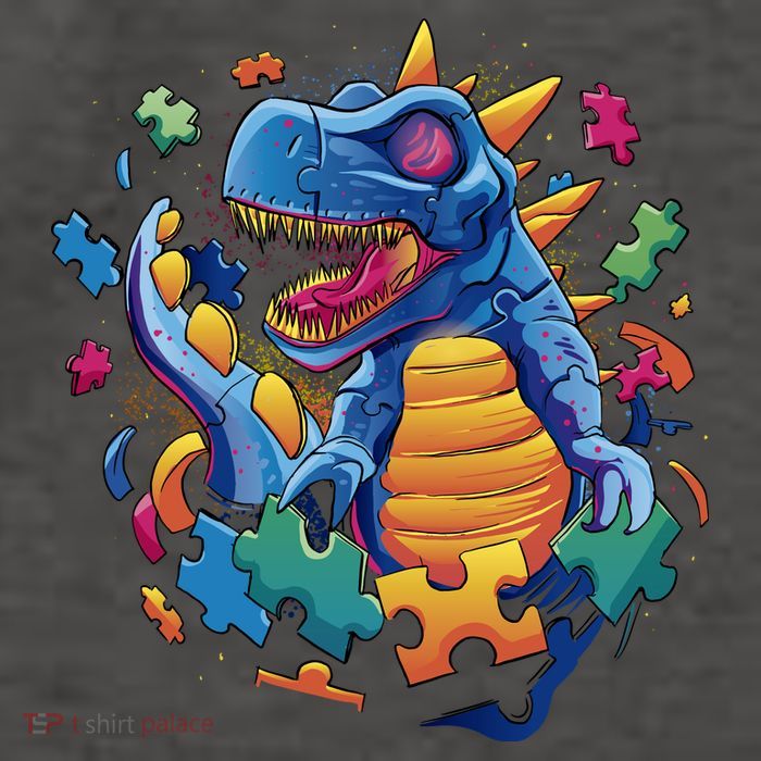 Autism Dinosaur And Puzzle Pieces Vector Backpack